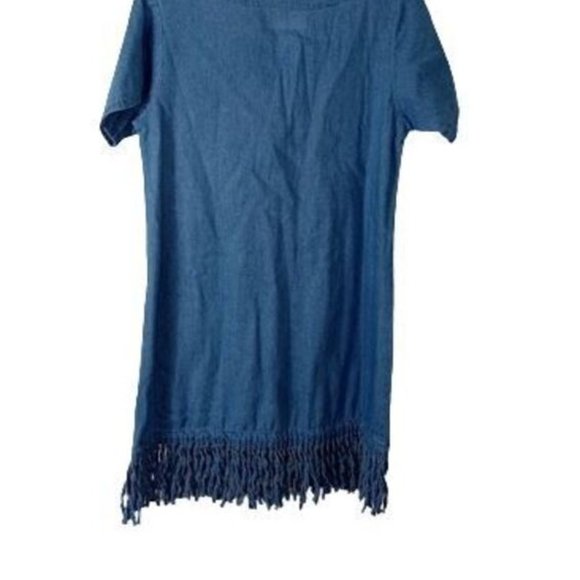 Vintage Shipshe Fringed Hem Denim Cowgirl Dress - Picture 4 of 4